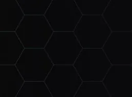 Retícula hexagonal en cian sobre fondo negro